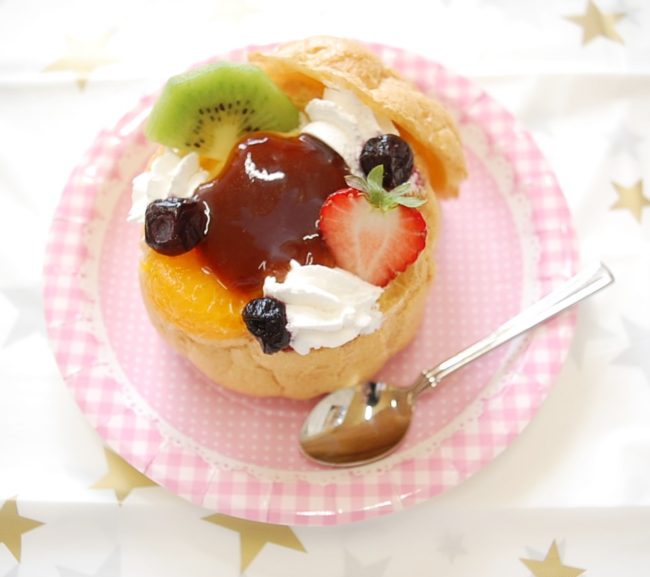 簡単プリンアラモードシュー